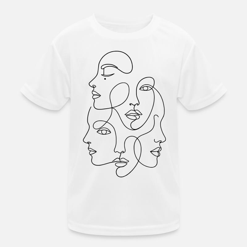 Minimalist One Line Multi Face Kids Functional T-Shirt