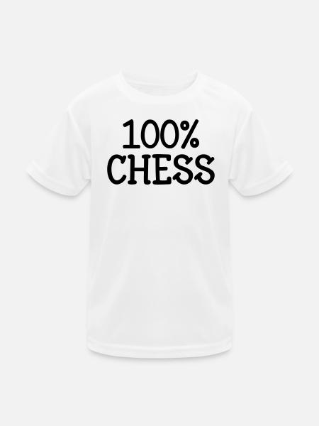 100% Chess: Knight Strategy Pattern and Black Bishop - Kids Functional T-Shirt - white - Front