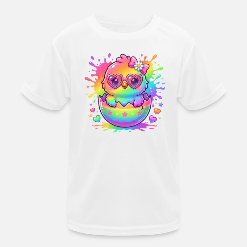 Easter Cute Colorful Rainbow Easter Chick Kids Functional T-Shirt