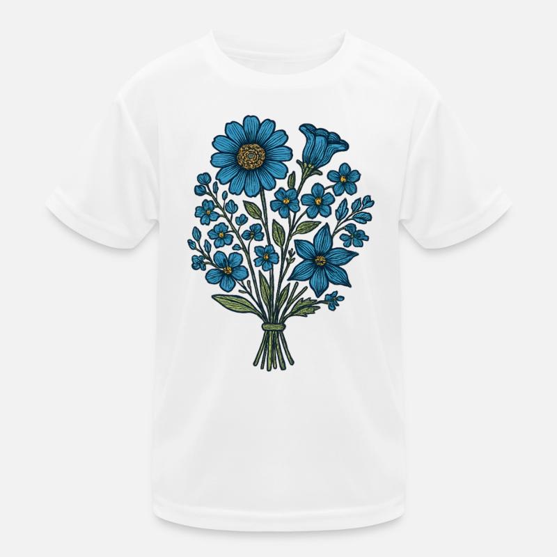 Bouquet de Fleurs Bleues T-shirt sport Enfant