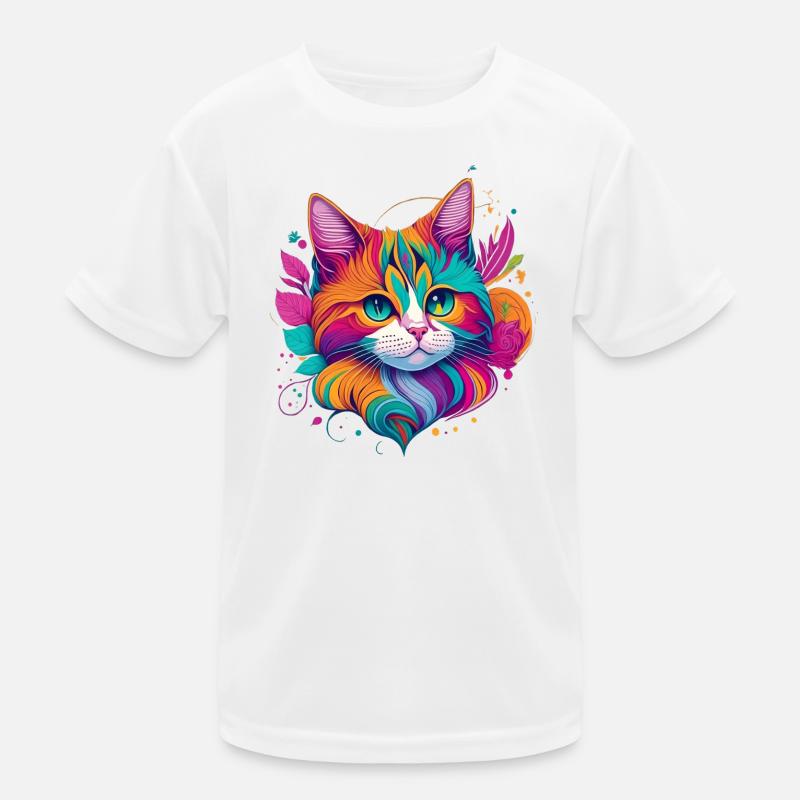 Art de portrait coloré de chat - Chat T-shirt sport Enfant