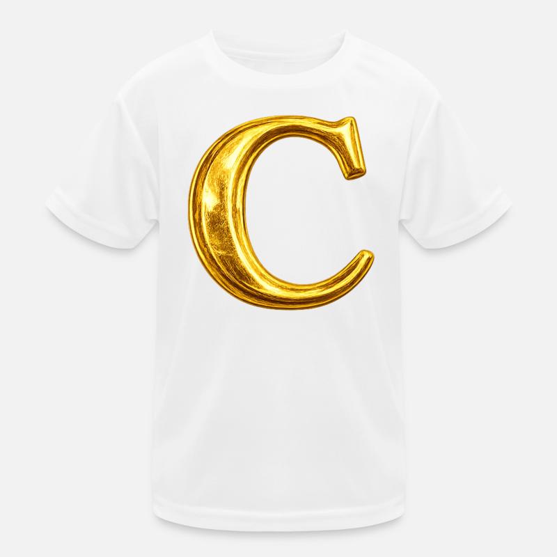 Goldenes C Monogramm-Design Kinder Funktions-T-Shirt