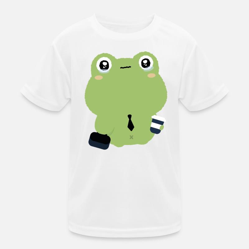 Tired Office Frog in Tie Kids Functional T-Shirt
