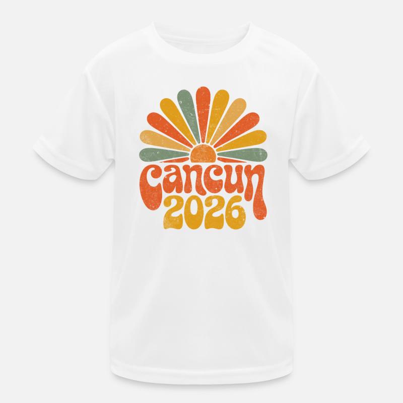 Cancún 2026 Coucher de soleil rétro T-shirt sport Enfant