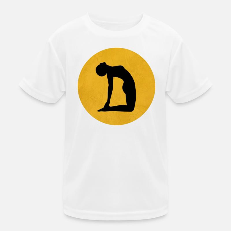 Camel Yoga Pose Silhouette Sun Design Kids Functional T-Shirt