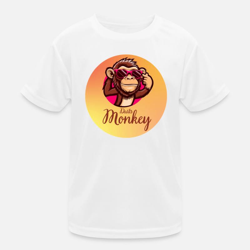 Darts Monkey Glasses Motif Kids Functional T-Shirt