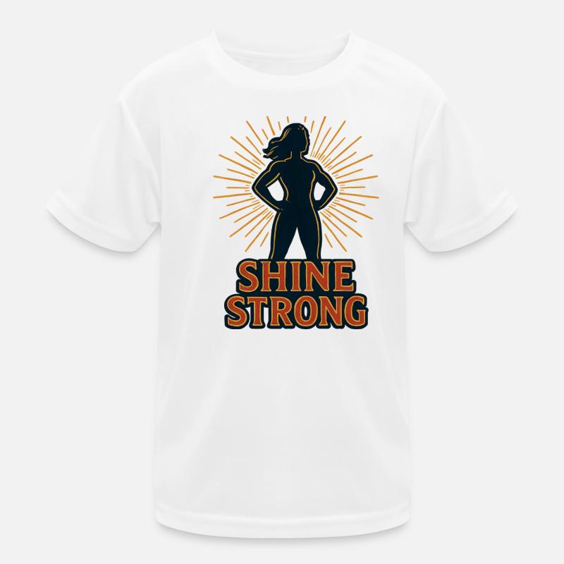 Shine Strong silhouette with sun rays Kids Functional T-Shirt