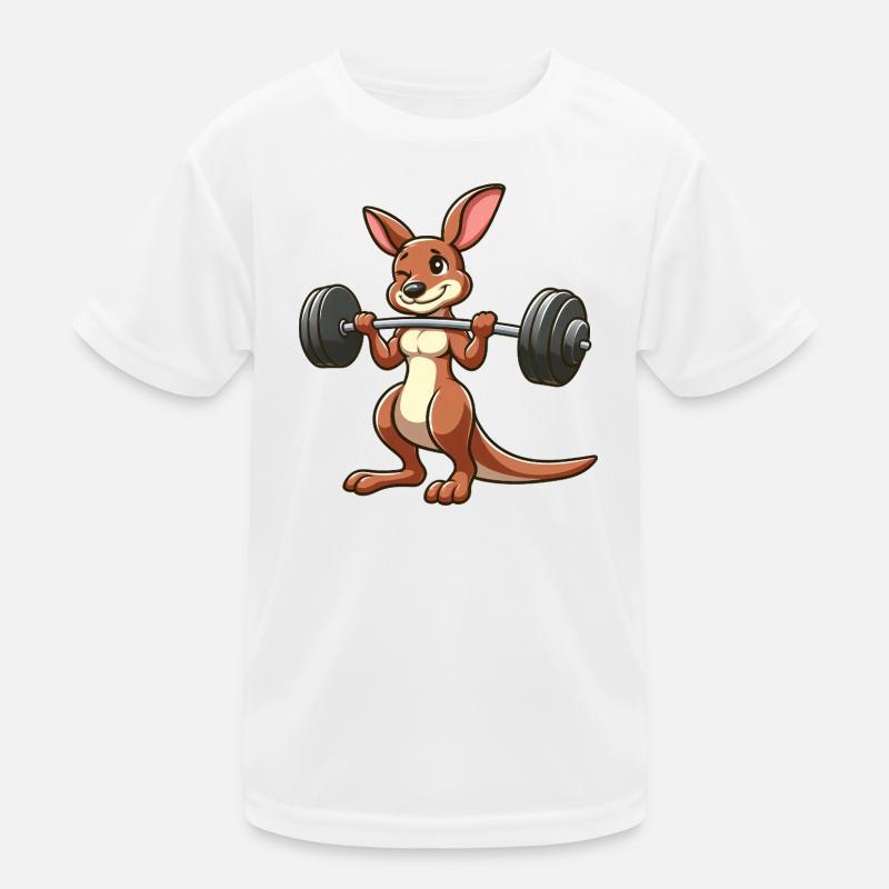 Chibi Känguru Hantel Workout Fröhlich Kinder Funktions-T-Shirt