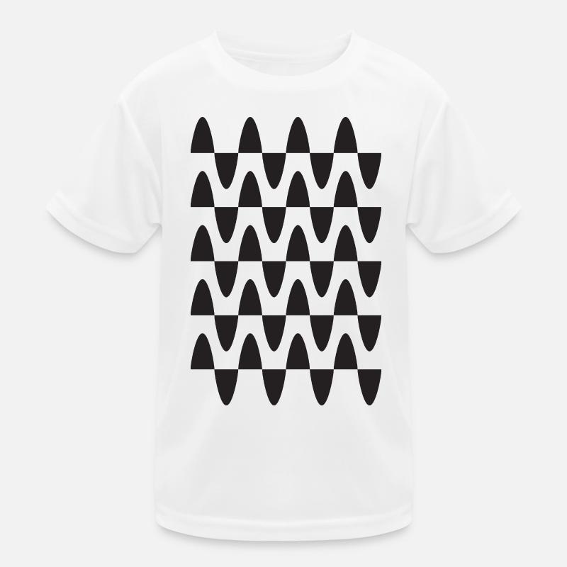 Midnight Wave Grid Pattern Kids Functional T-Shirt