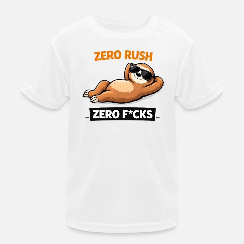 Zero Rush Sloth Chill Slogan Kids Functional T-Shirt