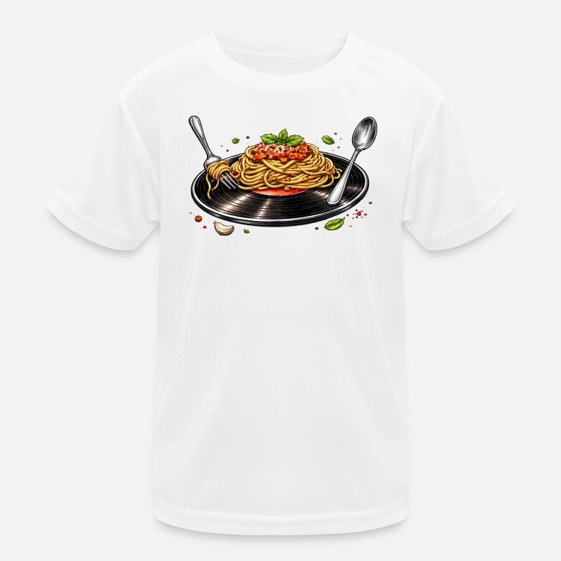 Spaghetti auf Vinyl-Schallplatte Kinder Funktions-T-Shirt