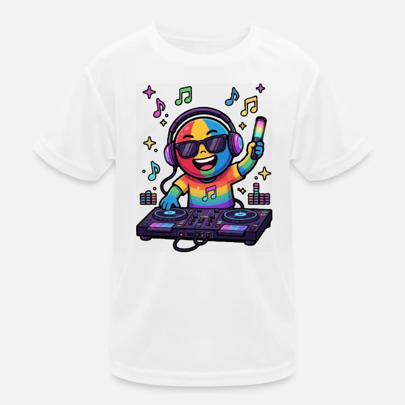Rainbow DJ Emoticon Kinder Funktions-T-Shirt