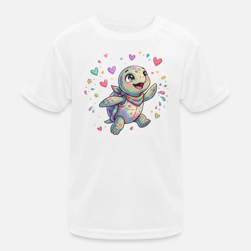 Regenbogen Turtle mit Herzmustern Kinder Funktions-T-Shirt