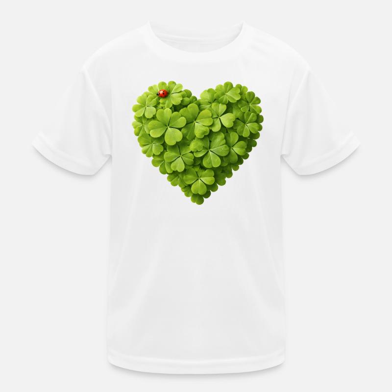 Herz aus Kleeblättern mit Marienkäfer  Kinder Funktions-T-Shirt