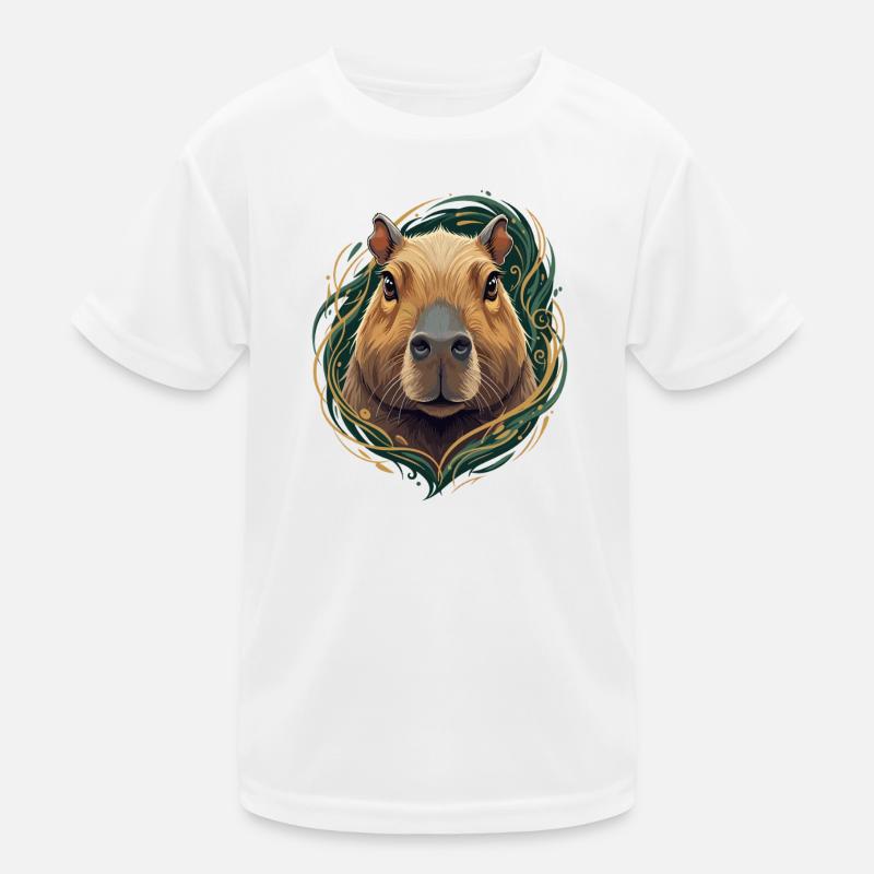 Capybara in an ornamental frame Kids Functional T-Shirt