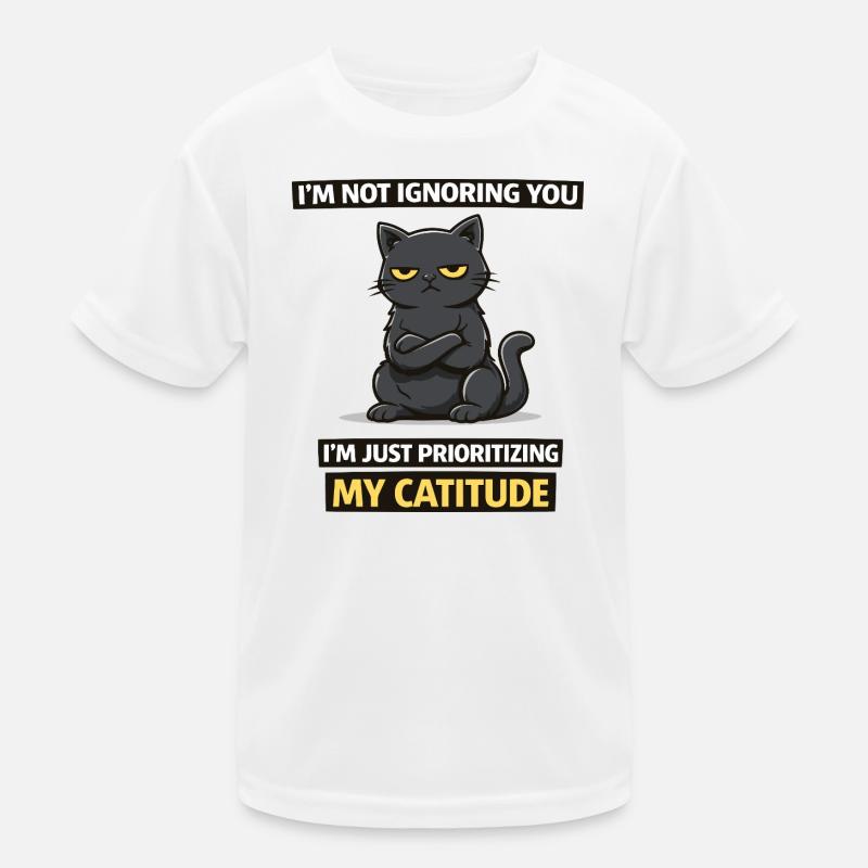 Catitude Priority Cat – Funny Sarcastic Cat Tee - Kids Functional T-Shirt - white