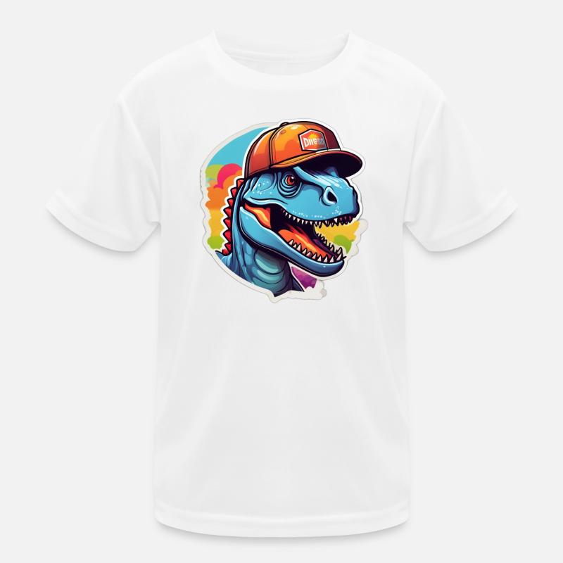 Dinosaur Rainbow Cap Kids Functional T-Shirt