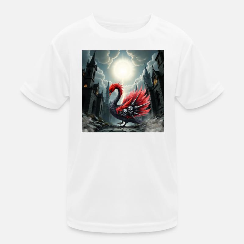 Gotischer Phönix mit Totenköpfen Kinder Funktions-T-Shirt