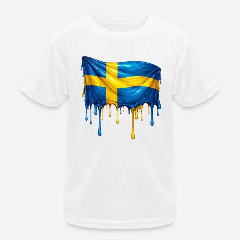 Melting Swedish flag Kids Functional T-Shirt