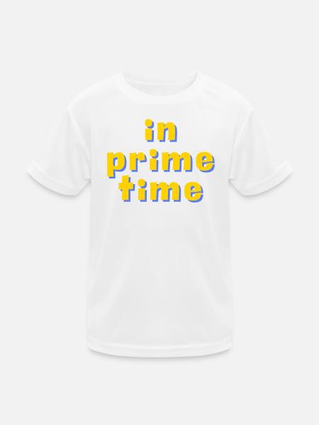 In Prime Time Retro 3D Typografie - Kinder Funktions-T-Shirt - Weiß