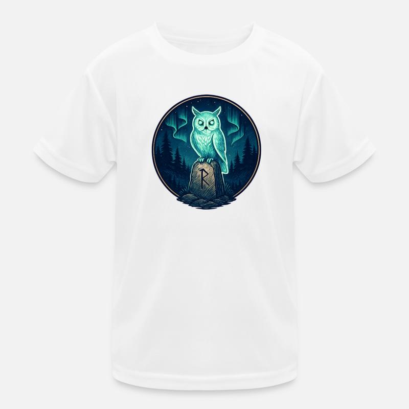 Night Forest Owl Rune Emblem Kids Functional T-Shirt