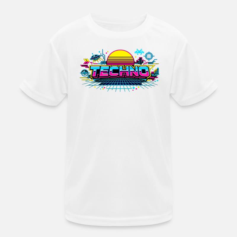 Neon Techno Horizont Kinder Funktions-T-Shirt