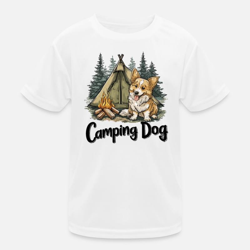 Camping Hund Spruch Camping Dog Camper Geschenk - Kinder Funktions-T-Shirt - Weiß