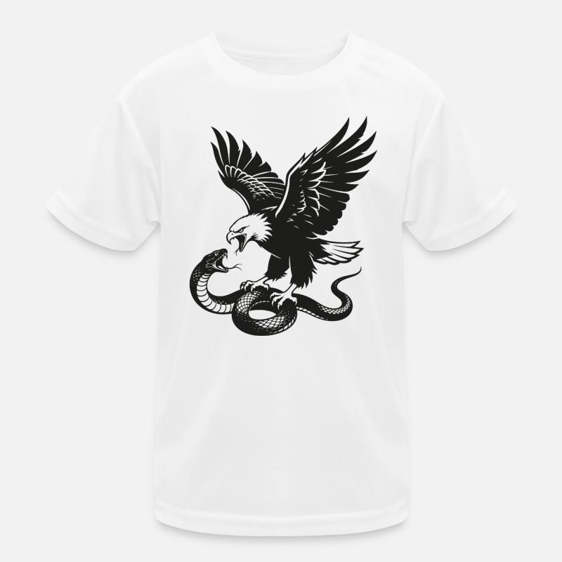 Eagle vs Snake Silhouette - Kids Functional T-Shirt - white