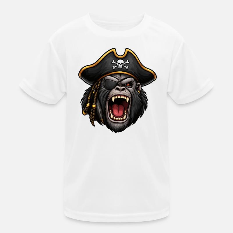 Pirat Gorilla mit Augenklappe Kinder Funktions-T-Shirt