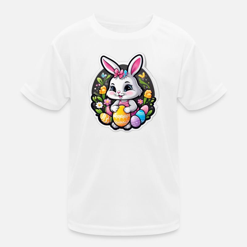 Spring rabbit and colorful eggs Kids Functional T-Shirt
