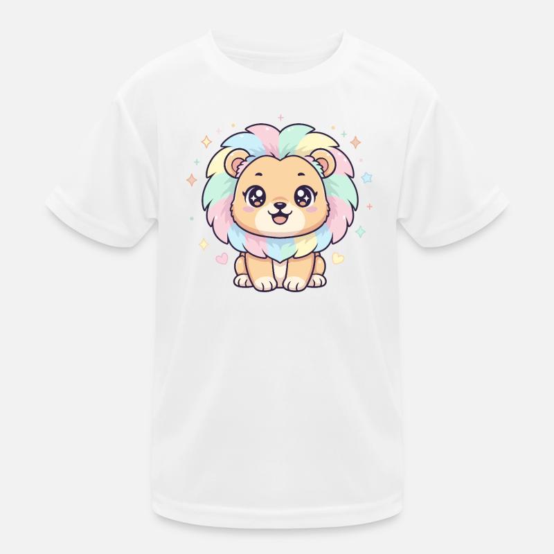 Pastell Löwe mit Regenbogenmähne Kinder Funktions-T-Shirt