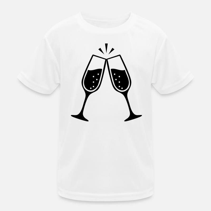 Clinking Glasses – Black & White Wedding Kids Functional T-Shirt