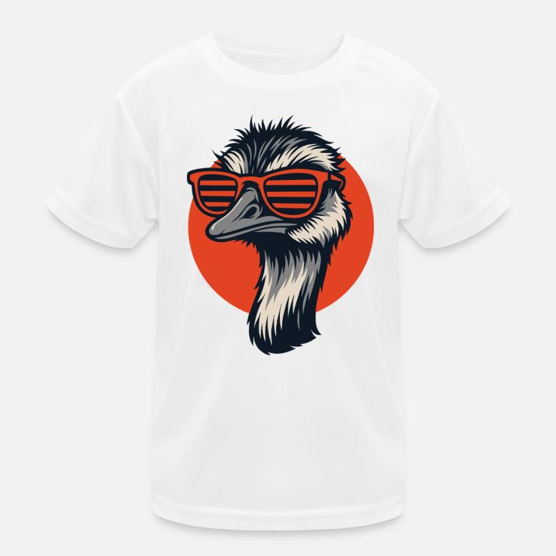 Strauß mit Retro-Sonnenbrille Kinder Funktions-T-Shirt