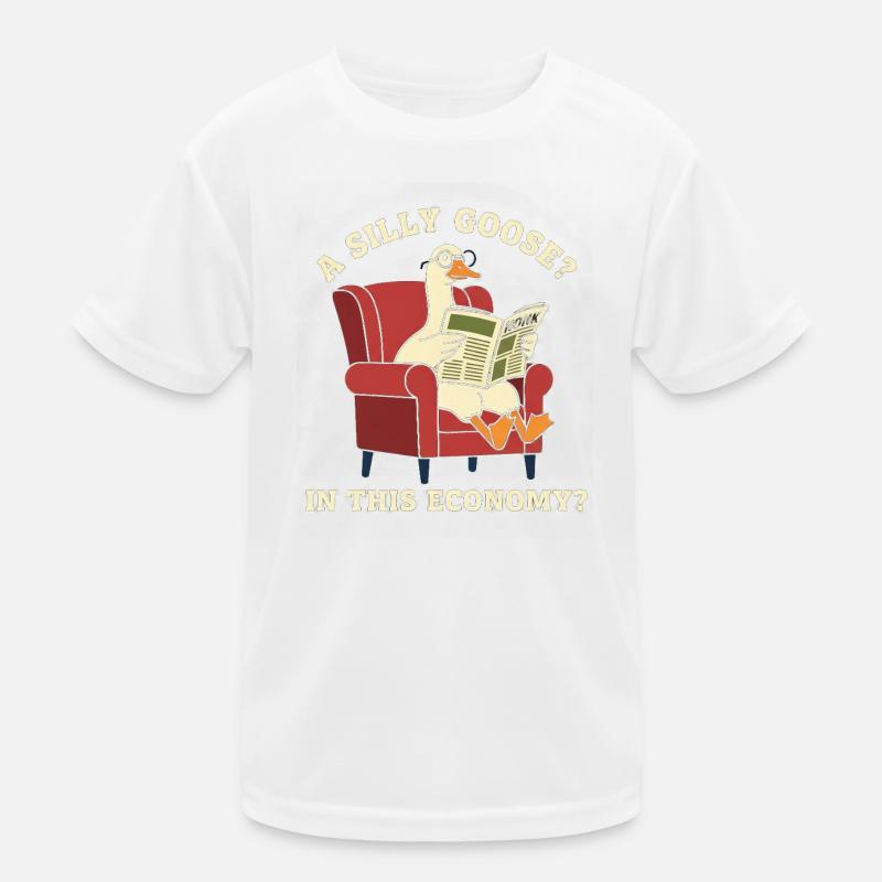 Funny Goose Reading Newspaper Sofa Kids Functional T-Shirt