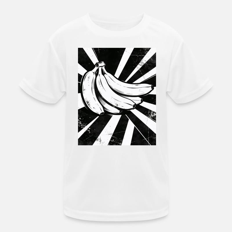 Black and White Bananas Collage Kids Functional T-Shirt