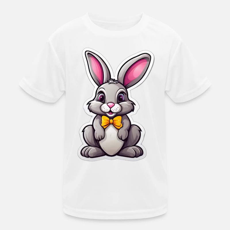 Lapin mignon au nœud jaune T-shirt sport Enfant