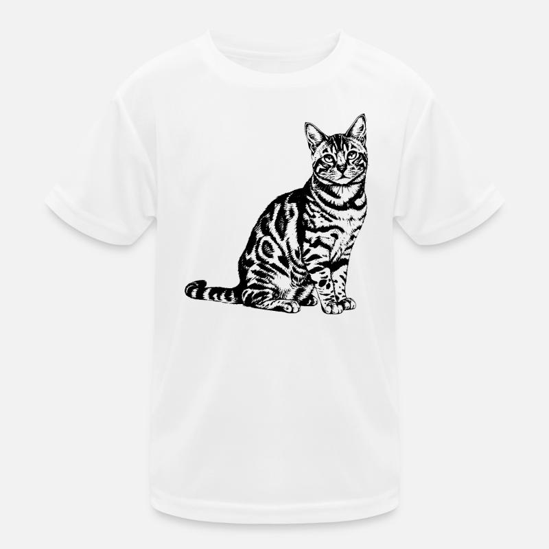 Exotic Bengal Cat - Sleek Leopard Line Art Kinder Funktions-T-Shirt