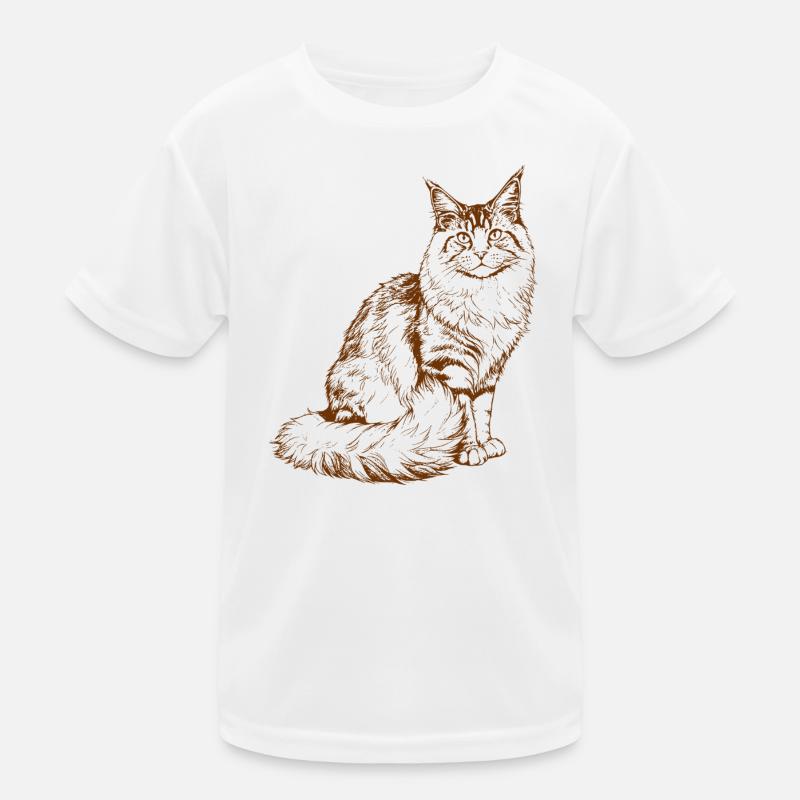 Majestueux dessin MaineCoon Minimaliste en couleur marron T-shirt sport Enfant