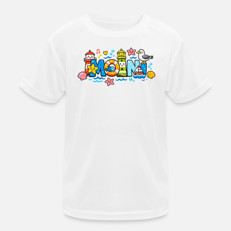 MOIN Möwe Leuchtturm Maritim Bunt Kinder Funktions-T-Shirt