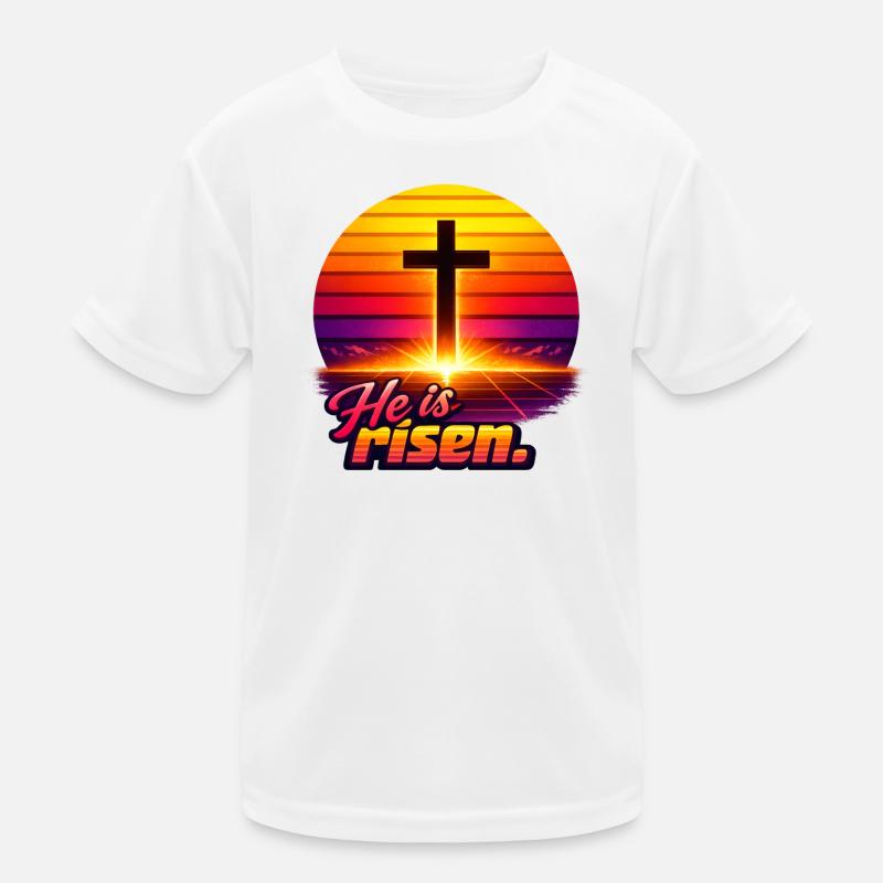 He is risen Sunset retro Kinder Funktions-T-Shirt