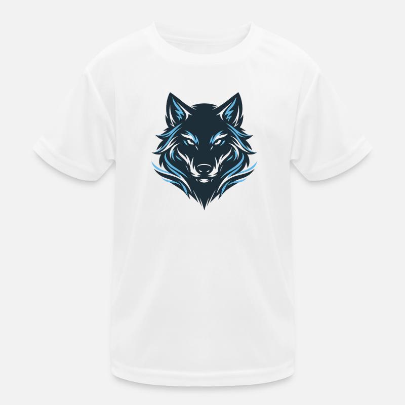 Blauer Nachtwolf Emblem Kinder Funktions-T-Shirt