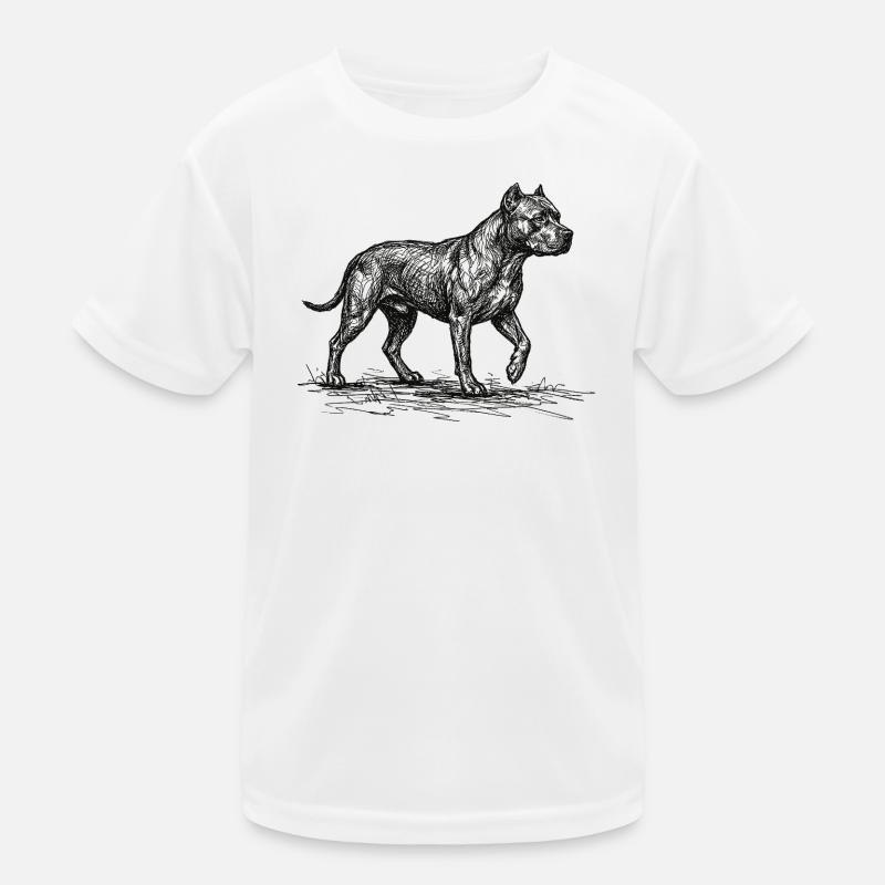 Pitbull Sketch – Minimalistisches Hund Design Kinder Funktions-T-Shirt