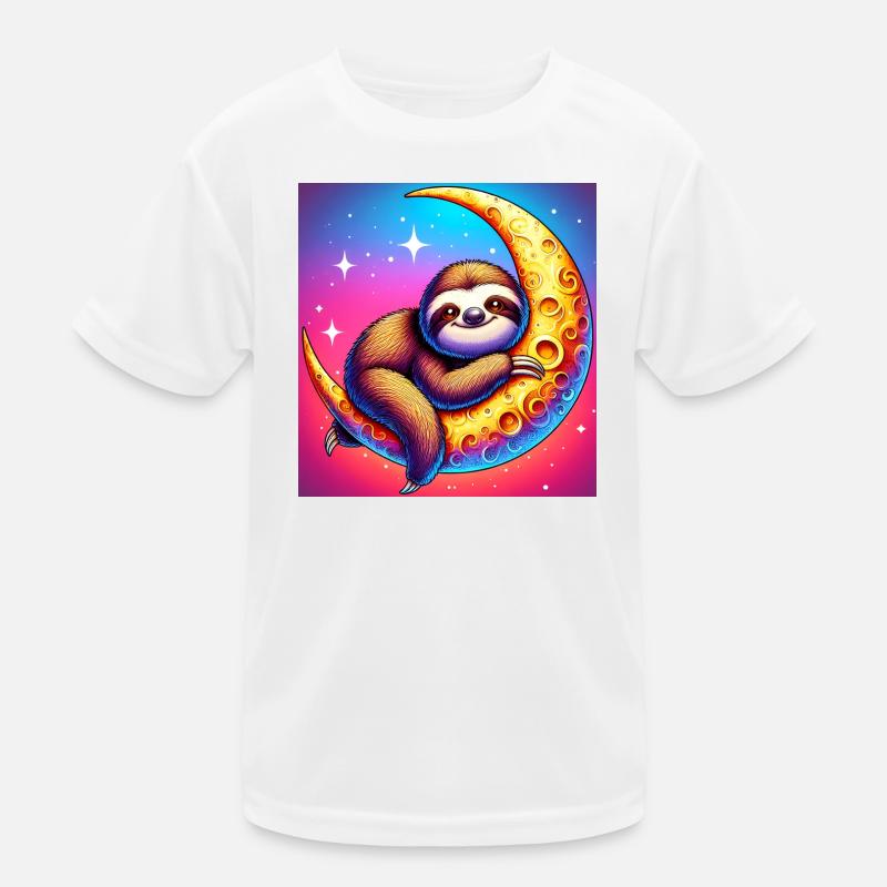 Faultier schläft an den Mond Kinder Funktions-T-Shirt