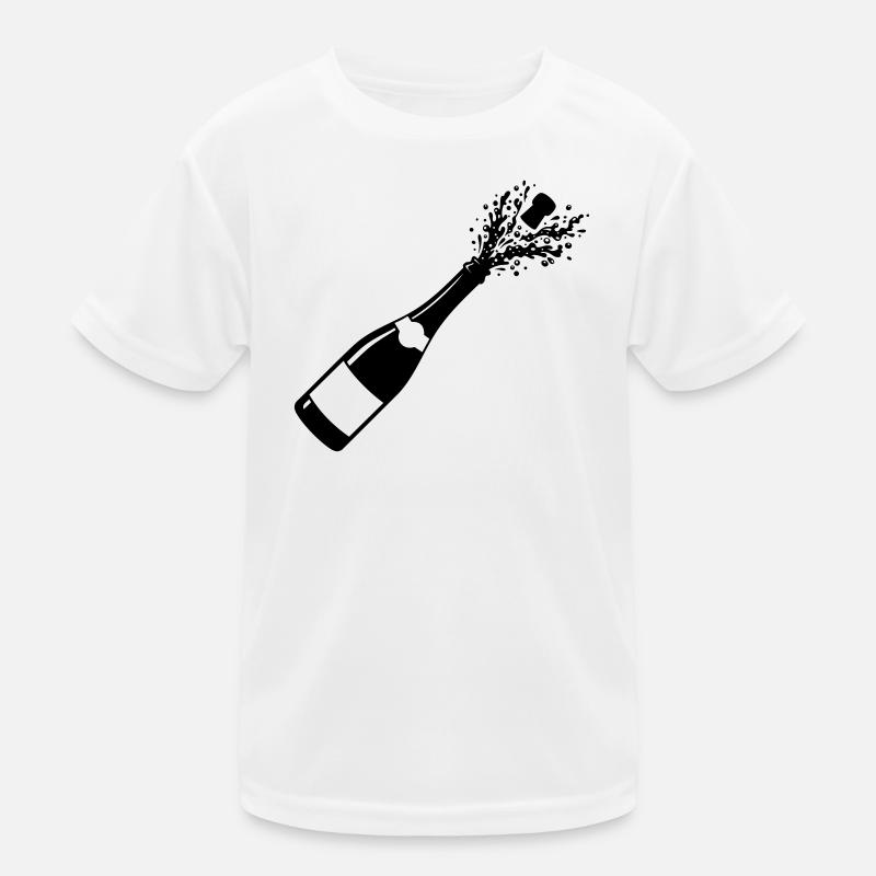 Sparkling Bottle Pop Silhouette - Kids Functional T-Shirt - white