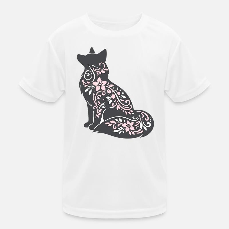 Silhouette de chat décorée de fleurs T-shirt sport Enfant
