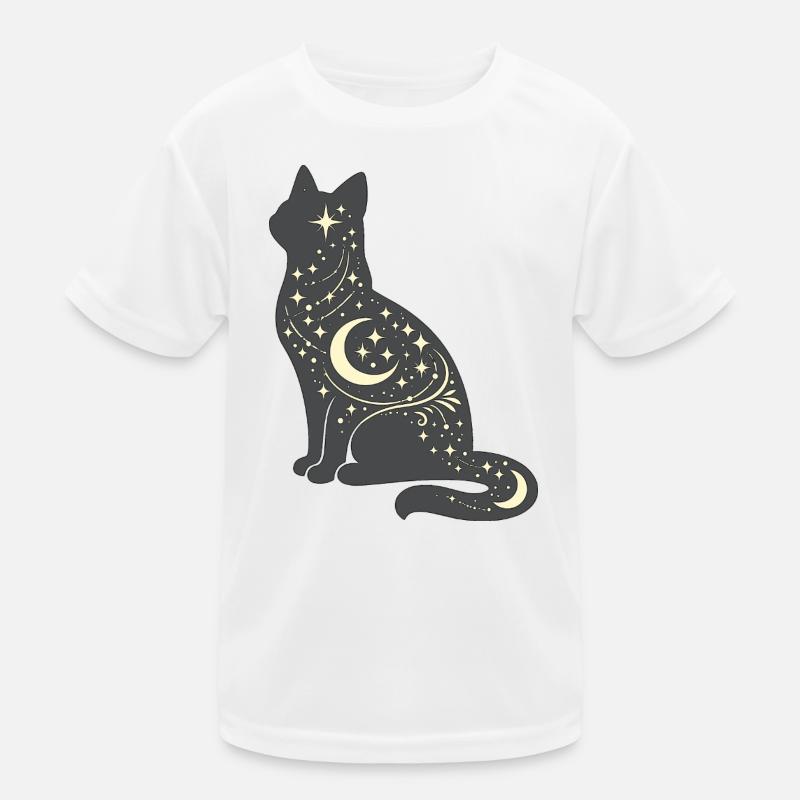 Moon Star Cat Silhouette Kids Functional T-Shirt