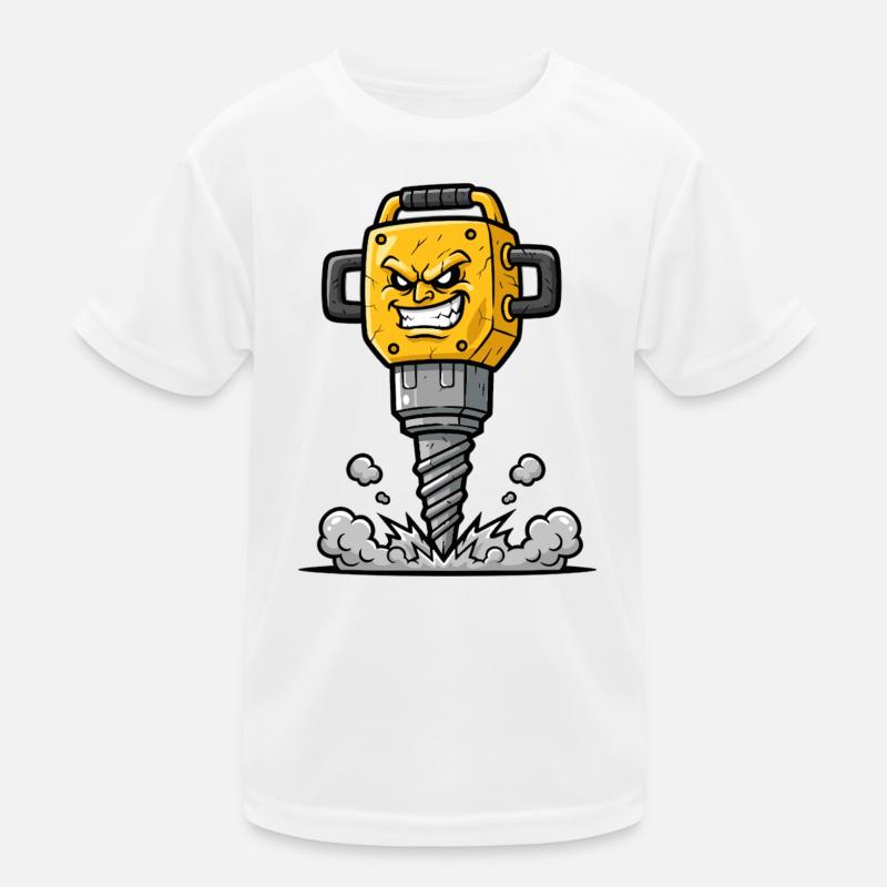 Wütender Bohrer Cartoon mit Explosion Kinder Funktions-T-Shirt