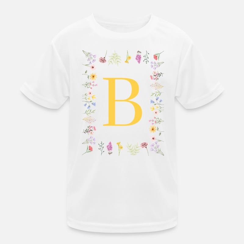 Florale Initialen "B", Buchstaben Monogramm  Kinder Funktions-T-Shirt