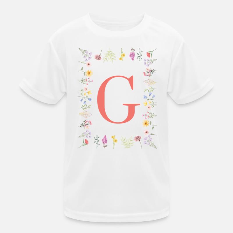 Floral initials "G", letters monogram Kids Functional T-Shirt