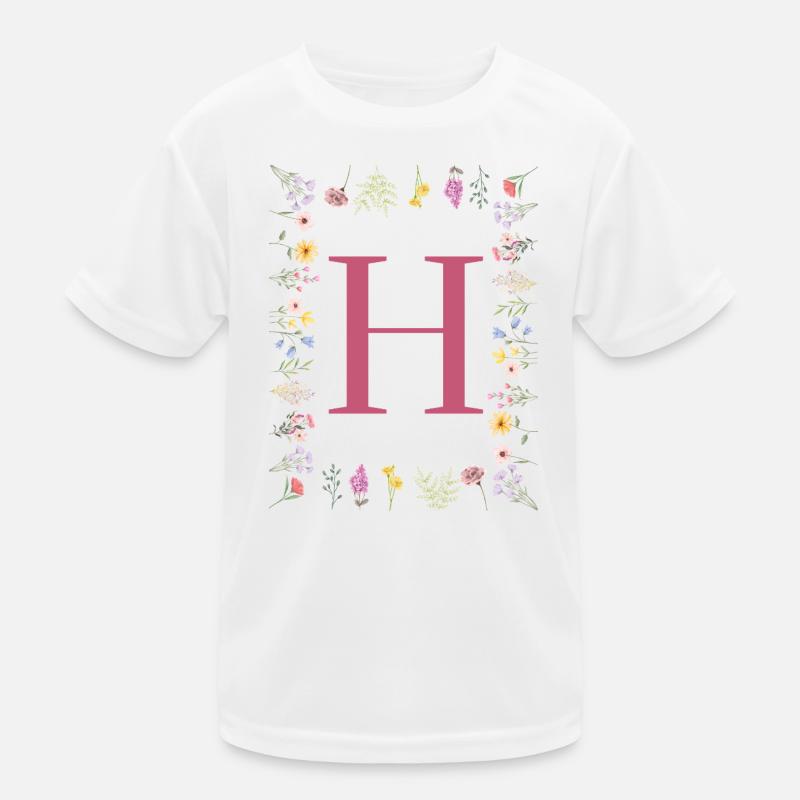 Floral initials "H", letters monogram Kids Functional T-Shirt